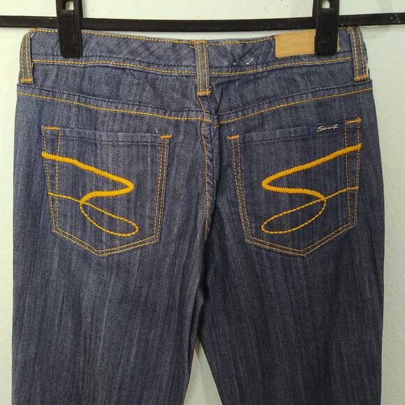 SEVEN7 Womens Jeans Size 26 Dark Denim Wash Flare Leg Cotton Spandex ALTERED - Picture 4 of 8